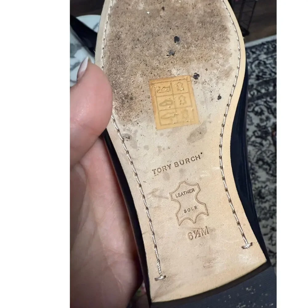 Tory Burch Georgia Square Toe Leather Ballet Flats Size 6.5